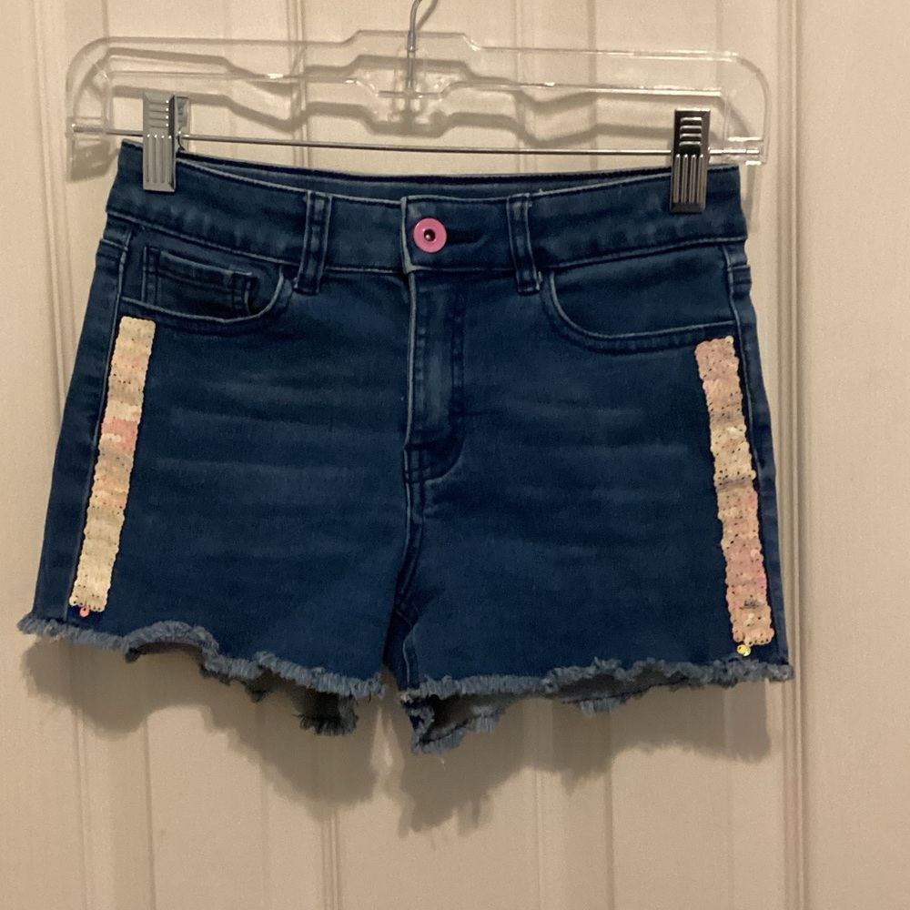 Fabkids Blue Jean Shorts with Sequin Stripes